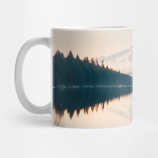 Nature Scandinavian Art Snowy Mountain Burgundy Autumn Lake Mug